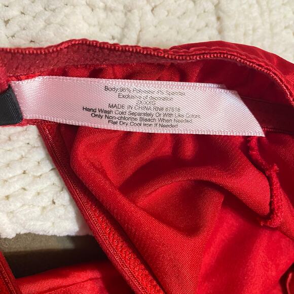 Flora’s Follies Red Satin Babydoll Sexy Lingerie Chemise Slip Plus Size 2X - Picture 6 of 8
